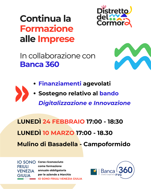 Distretto del Cormor: 2 incontri per le imprese